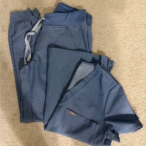 Figs Heathered Blue Scrub Set